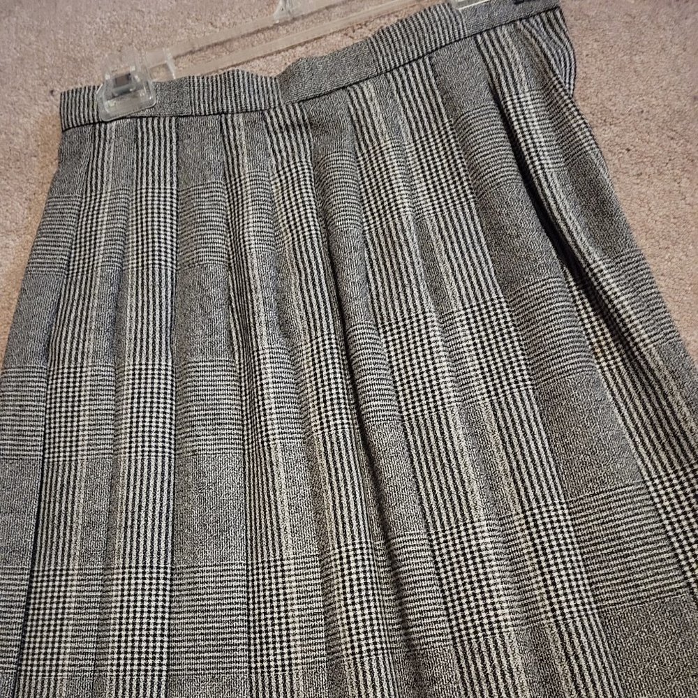 Pleated Plaid Wool Skirt 2P